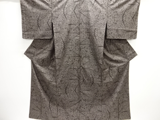 JAPANESE KIMONO / UNUSED / SILK / DORO OSHIMA TSUMUGI / WOVEN ASANOHA & FLOWERS